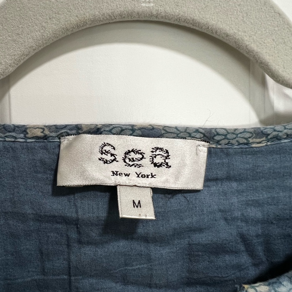 Sea New York Blue Floral Ruffle Peasant Blouse - Picture 3 of 3